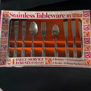 Vintage Utica Japan 24-piece stainless steel flatware